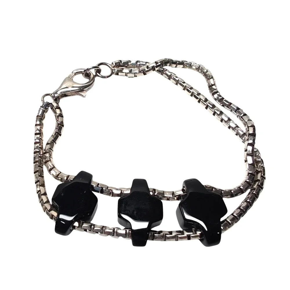 Robert Lee Morris RLM Sterling Silver 925 Black Onyx 3-Cross 7